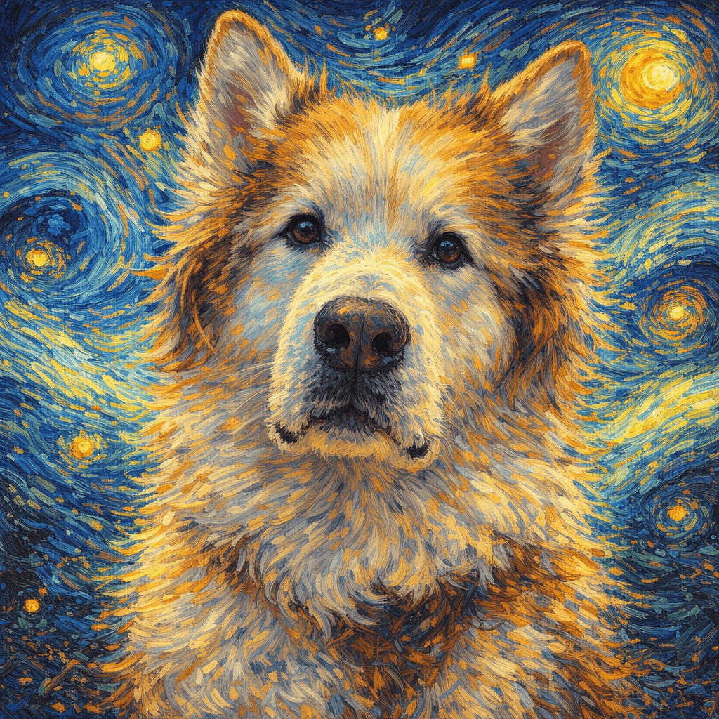 Post-Impressionist pet portrait style